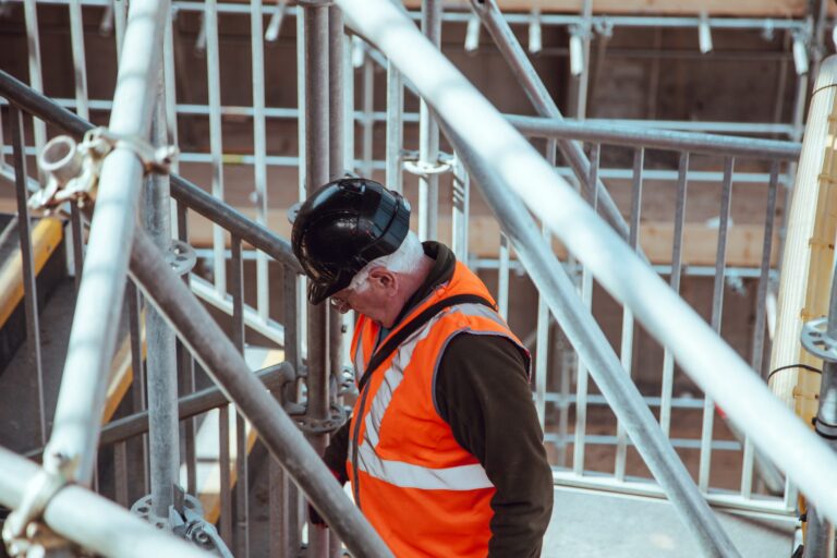 Construction worker wearing a hard hat