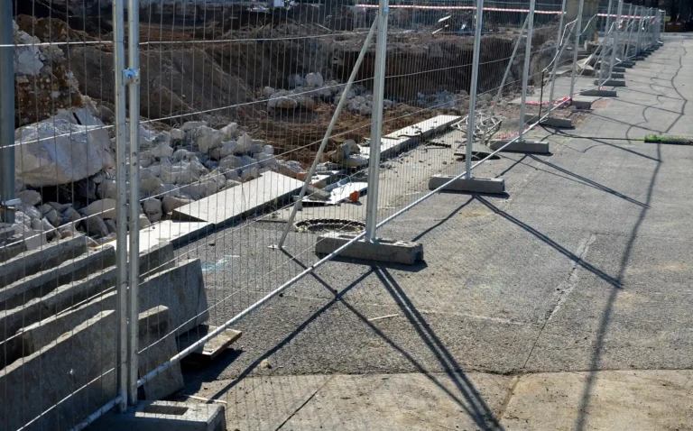 Construction sites with portable Heras fence
