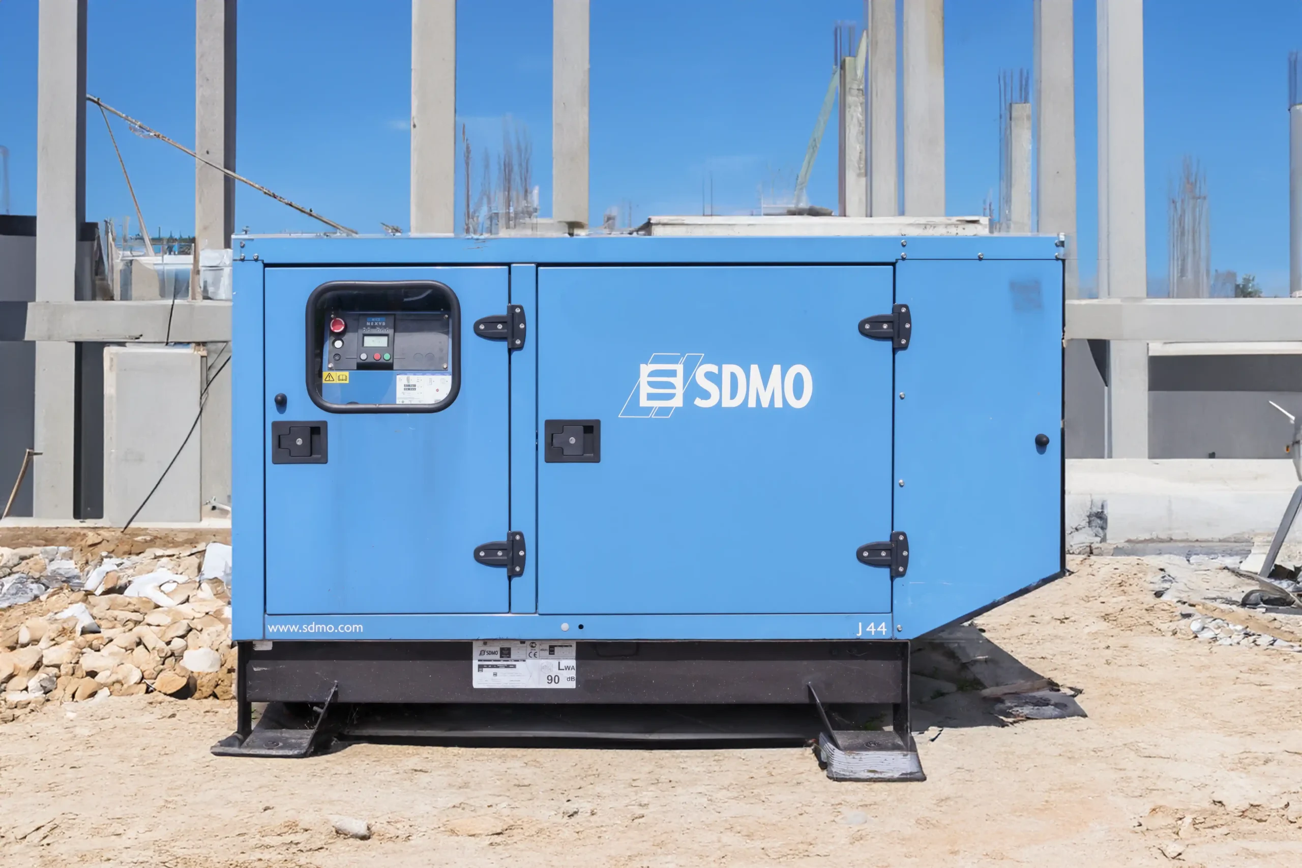 SDMO electric generator on building site