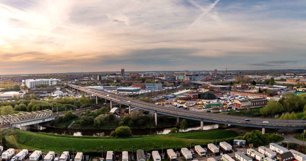 Aerial landscape view of Doncaster